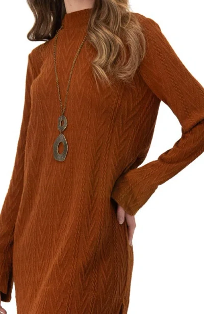 Ivonne Knitted Short Dress With Necklace In Brown