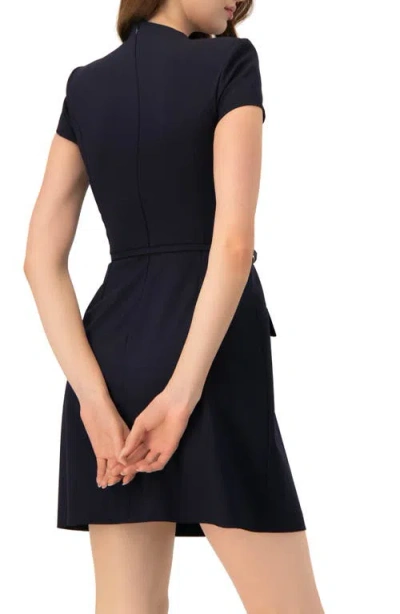 Ivonne Short Dress With Belt And Faux Pockets In Blue