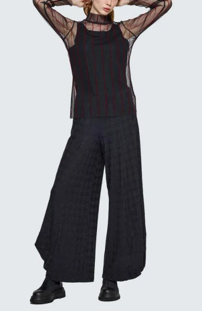 Luukaa Noelle Striped Mesh Layered Blouse In Black