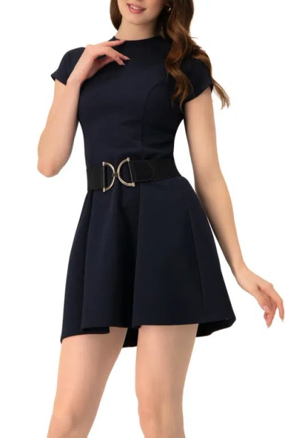 Ivonne A-line Short Dress In Blue