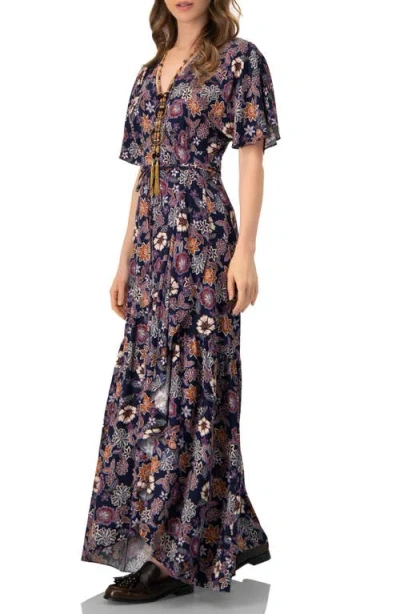 Ivonne V-neck Wrap Maxi Dress In Brown