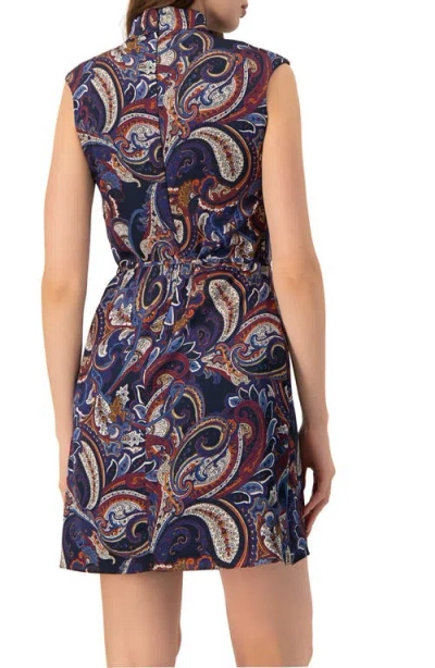 Ivonne Short Off-shoulder Paisley Print Dress In Brown