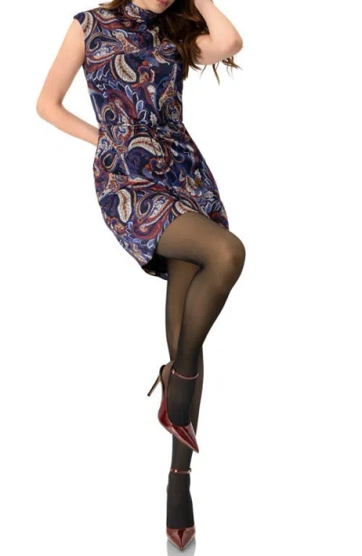 Ivonne Short Off-shoulder Paisley Print Dress In Brown