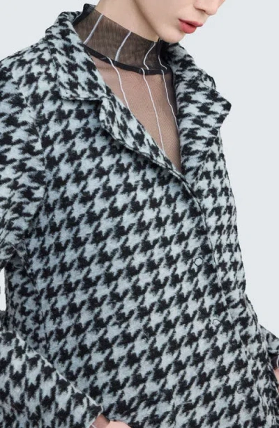 Luukaa Zaria Houndstooth Long Jacket In Black