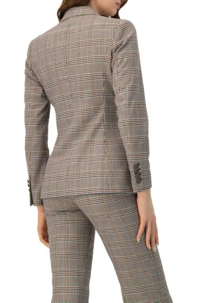 Ivonne Double-breasted Prince Of Wales Blazer In Brown