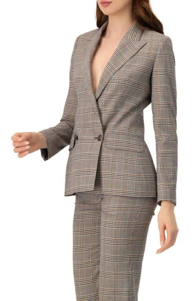 Ivonne Double-breasted Prince Of Wales Blazer In Brown