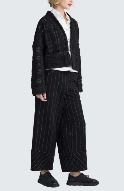 Luukaa Xenia Structured Mesh Short Jacket In Black