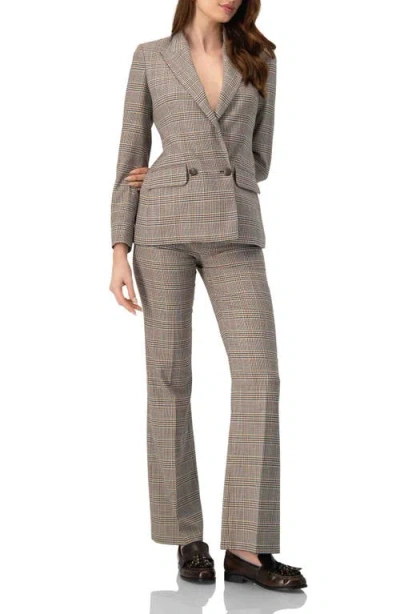 Ivonne Double-breasted Prince Of Wales Blazer In Brown