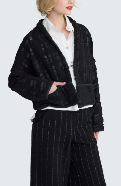 Luukaa Xenia Structured Mesh Short Jacket In Black