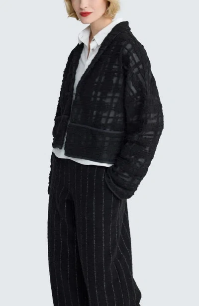 Luukaa Xenia Structured Mesh Short Jacket In Black