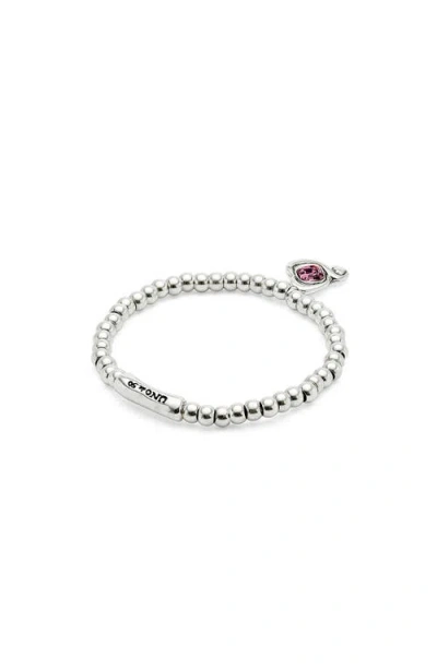 Unode50 Beaded Stretch Bracelet With Heart And Pink Crystal In Metallic