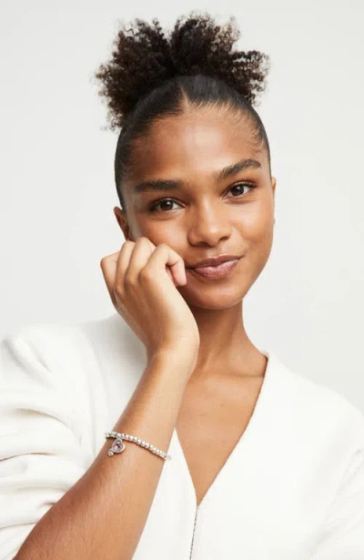 Unode50 Beaded Stretch Bracelet With Heart And Pink Crystal In Metallic