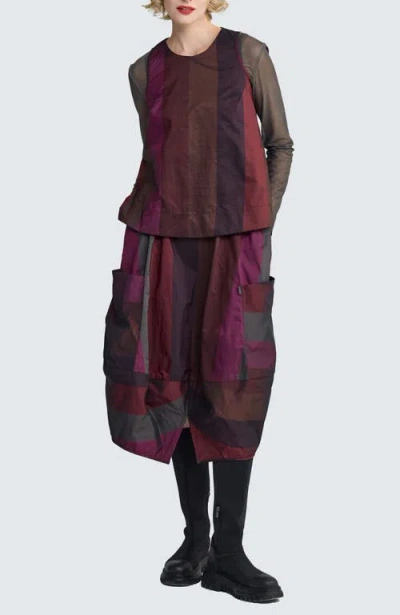 Luukaa Crimson Balloon Skirt In Multi