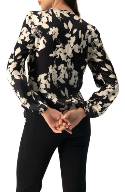 Ivonne Double Front Placket Satin Shirt In Black