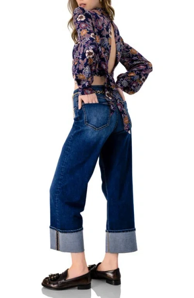 Ivonne Cropped Back-tie Blouse In Brown