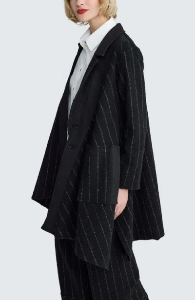 Luukaa Sunniva Mixed-media Long Jacket In Black