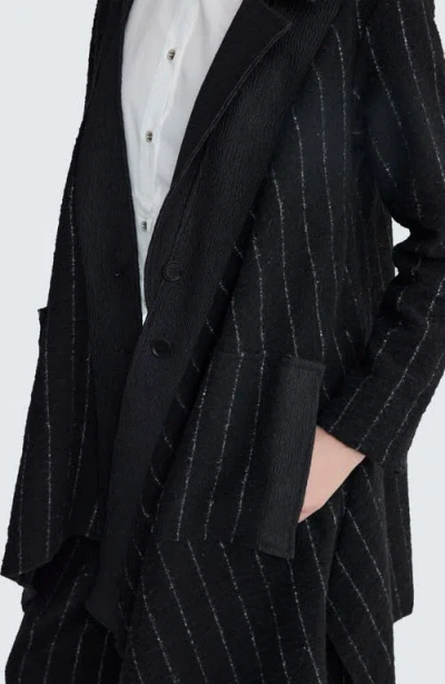 Luukaa Sunniva Mixed-media Long Jacket In Black