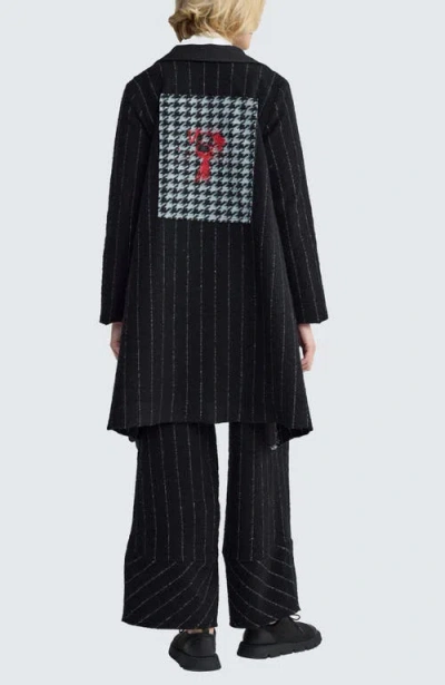 Luukaa Sunniva Mixed-media Long Jacket In Black