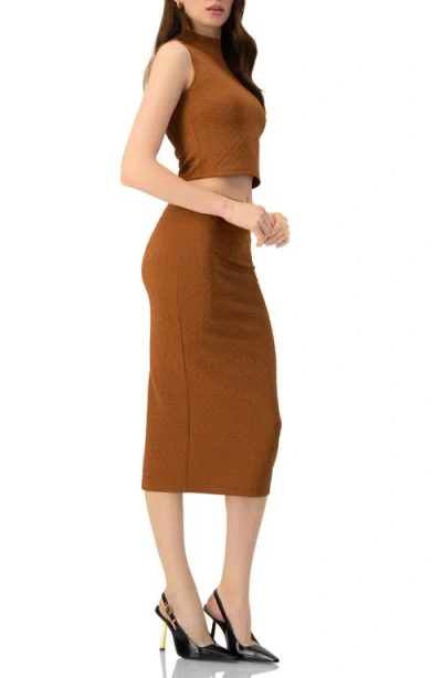 Ivonne Knit Sleeveless Crop Top In Brown