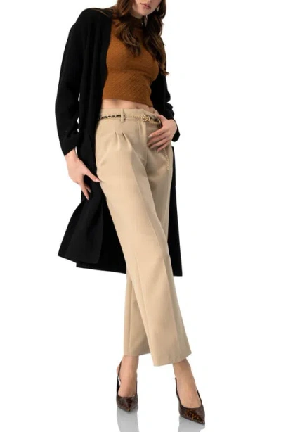 Ivonne Knit Sleeveless Crop Top In Brown