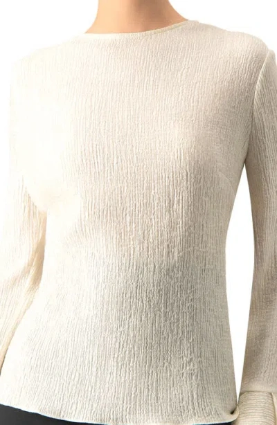 Ivonne Long Sleeve Ruffled  Cuff Textured Blouse In Brown