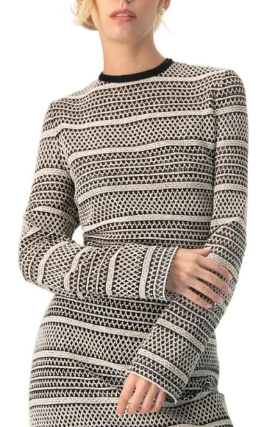 Ivonne Long Sleeve Knit Crop Top In Black