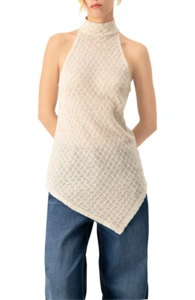 Ivonne Knit Halter Neck Sleeveless Top In Brown