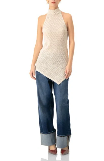 Ivonne Knit Halter Neck Sleeveless Top In Brown