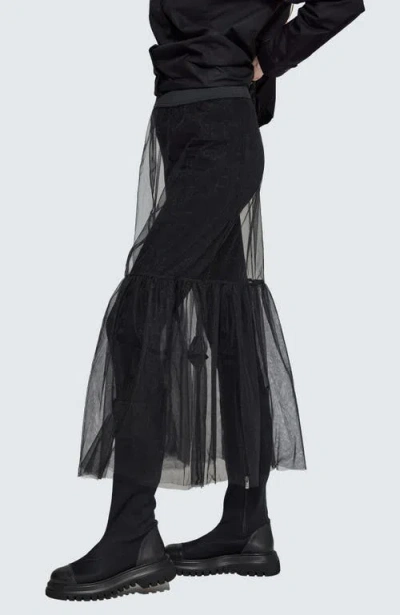 Luukaa Flanna Ruffled Mesh Skirt In Black