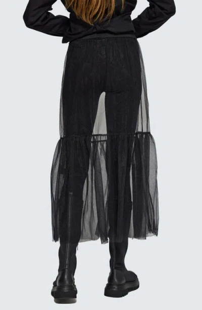 Luukaa Flanna Ruffled Mesh Skirt In Black