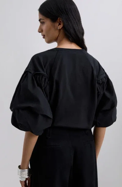 Scalpers Poplinpuff Tee In Black