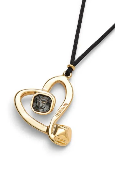 Unode50 Modern 18 K Plated Necklace With Heart Faceted Crystal In Gold