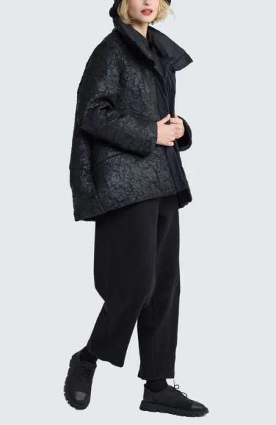 Luukaa Elva Textured Coat & Hat In Black