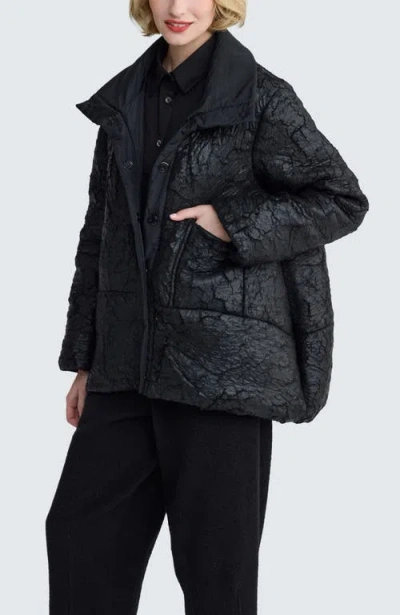 Luukaa Elva Textured Coat & Hat In Black