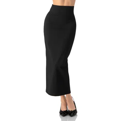 Ivonne Midi Pencil Skirt With Back Slit In Black