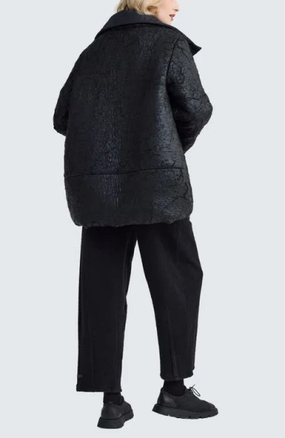 Luukaa Elva Textured Coat & Hat In Black