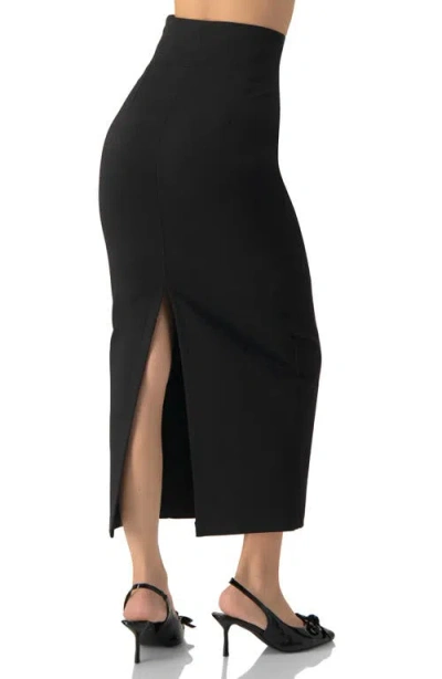 Ivonne Midi Pencil Skirt With Back Slit In Black