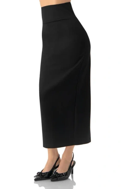Ivonne Midi Pencil Skirt With Back Slit In Black