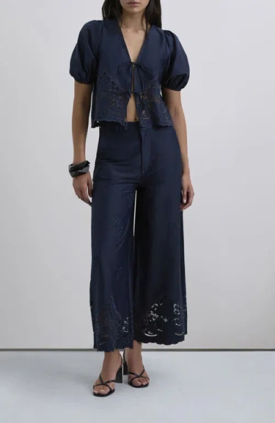 Scalpers Satenemb Pant In Blue