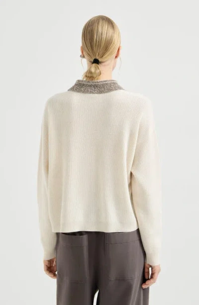 Brunello Cucinelli Polo With Dazzling Collar In Neutral