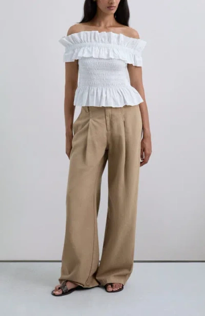 Scalpers Offshoulderpoplin Tee In White