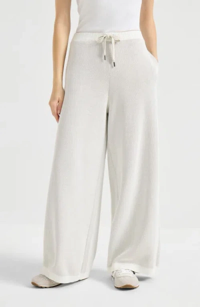 Brunello Cucinelli Drawstring Palazzo Pants In Neutral