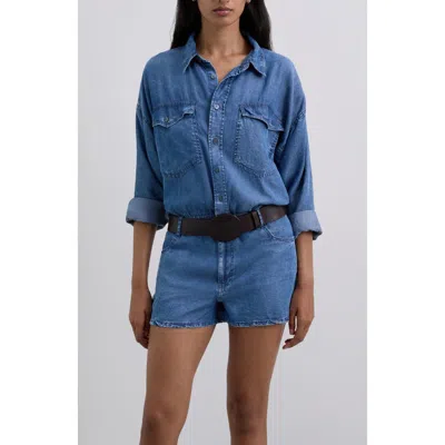 Scalpers Short Tencel Jumpsuit In Blue