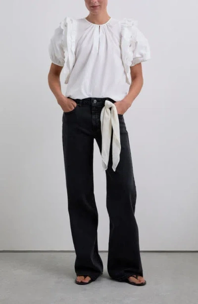 Scalpers Poplin Puff Top In White