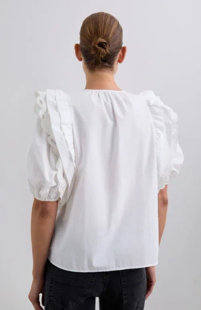Scalpers Poplin Puff Top In White