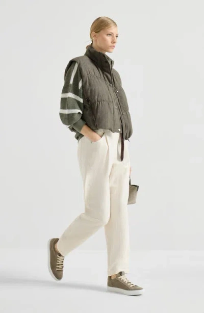 Brunello Cucinelli Fluid Twill Baggy Trousers In Neutral