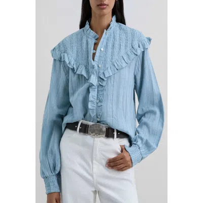 Scalpers Smockruffle Shirt In Blue