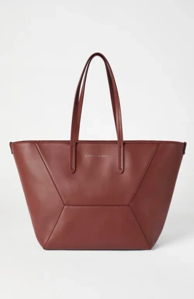 Brunello Cucinelli Monili-detail Leather Tote Bag In Brown