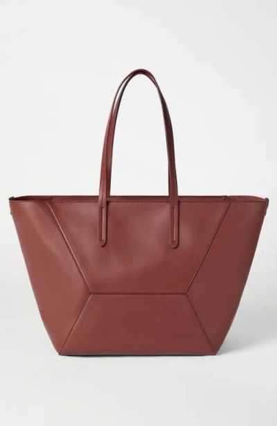 Brunello Cucinelli Monili-detail Leather Tote Bag In Brown