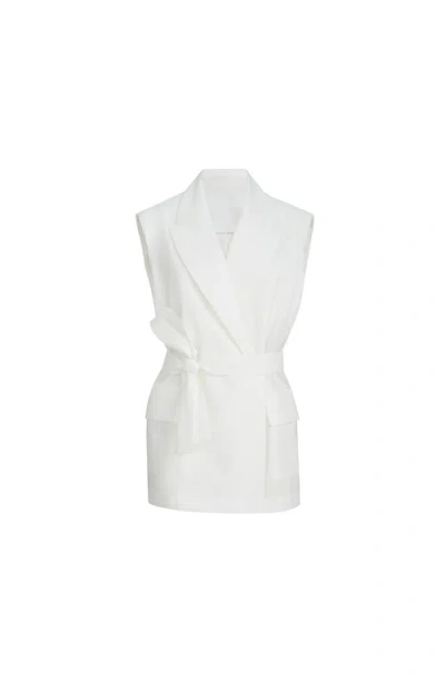 Brunello Cucinelli Poplin Belted Vest In White